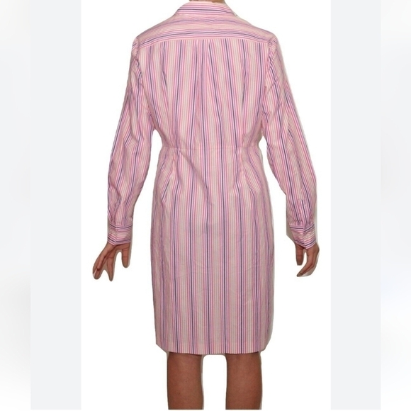 Calvin Klein Long Sleeve Tie Front Shirt Dress Button Front Striped Size 8 NWOT - Picture 5 of 5